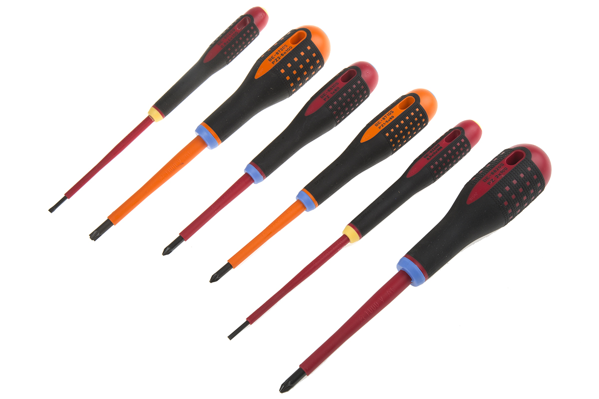 Bahco Phillips; Pozidriv; Slotted Insulated Screwdriver Set, 6-Piece