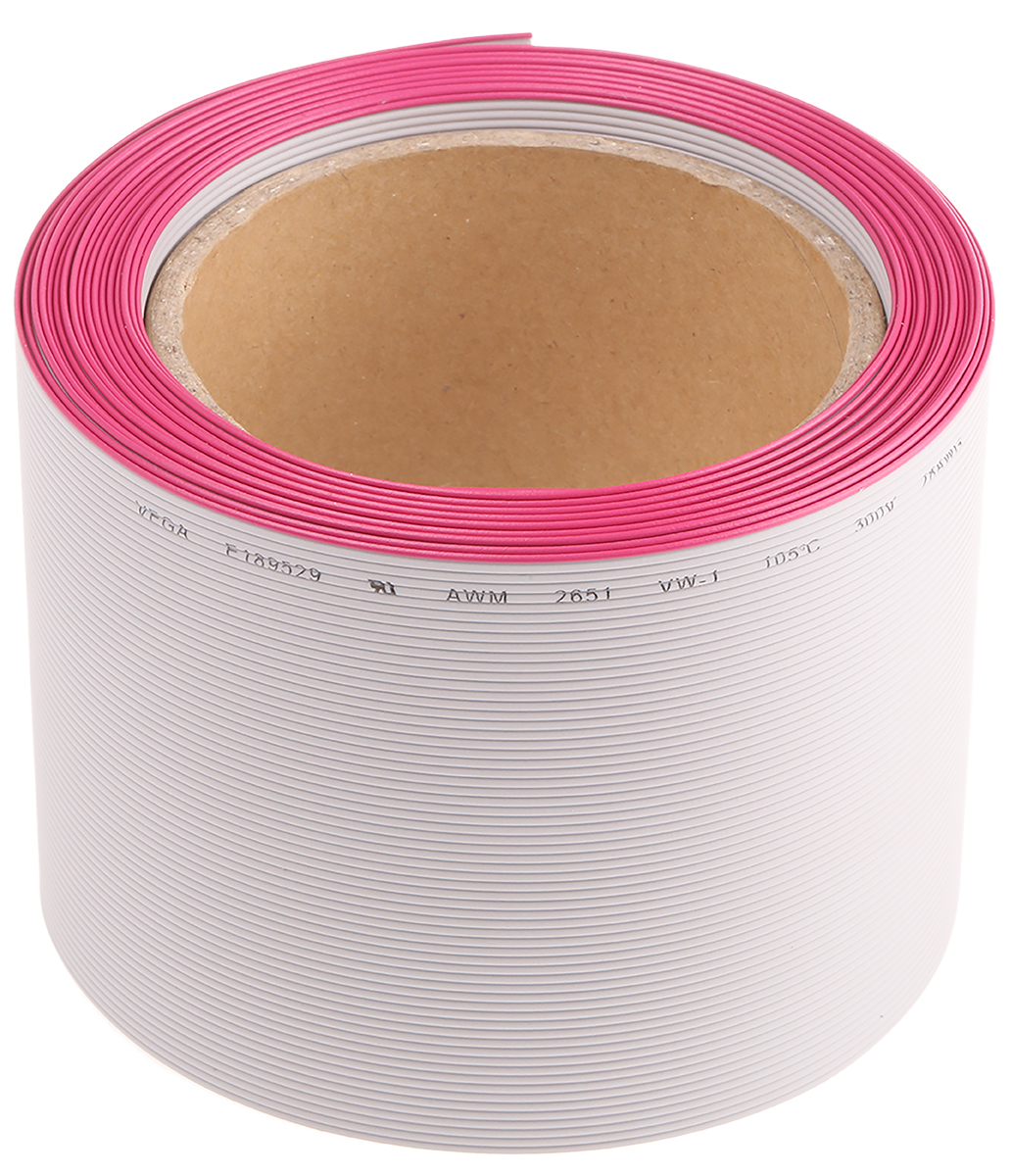 RS PRO Flat Ribbon Cable, 64-Way, 1.27mm Pitch, 5m Length