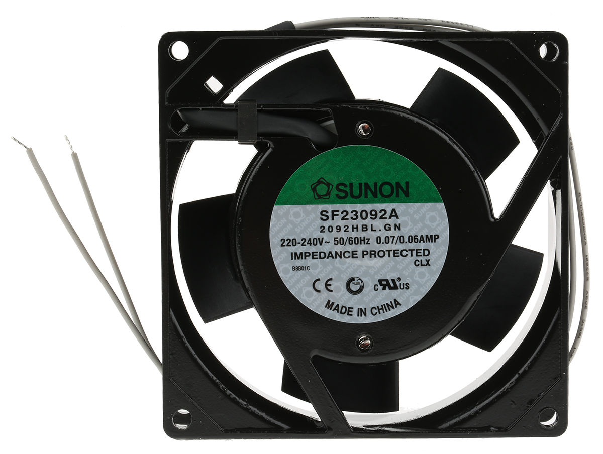 Sunon SF Series Axial Fan, 230 V ac, AC Operation, 51m³/h, 14.5W, 70mA Max, 92 x 92 x 25mm