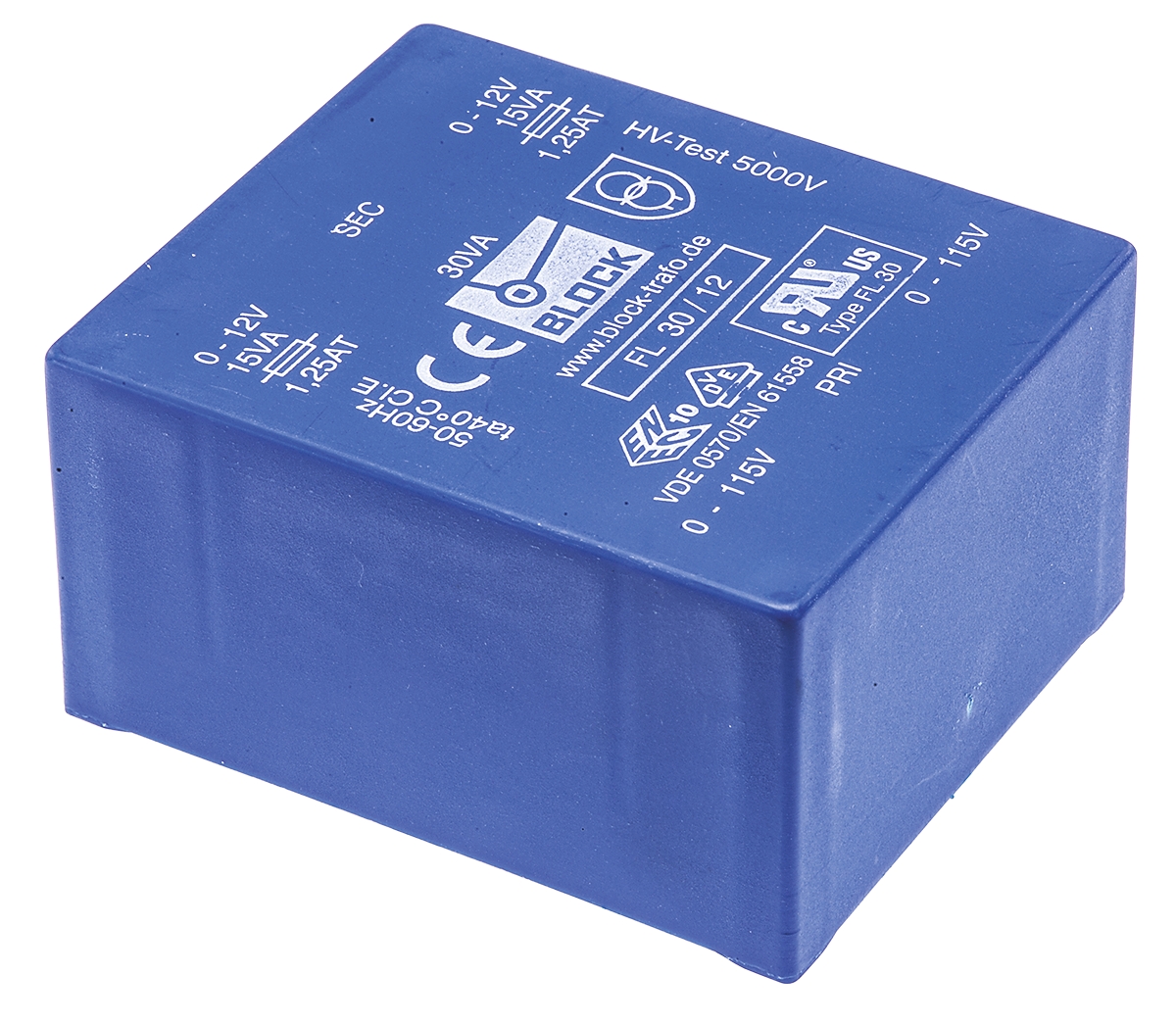 Block 12V ac 2 Output Through Hole PCB Transformer, 30VA