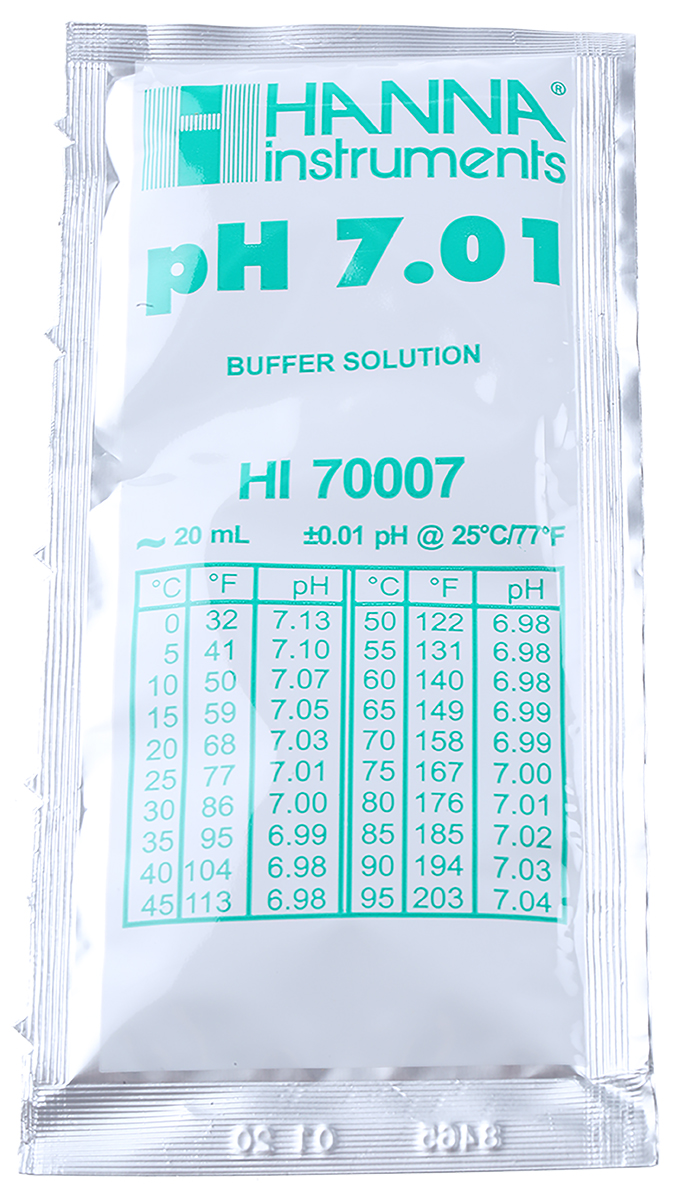 Hanna Instruments HI70007C pH Buffer Solution, 20ml Sachet, 7.01