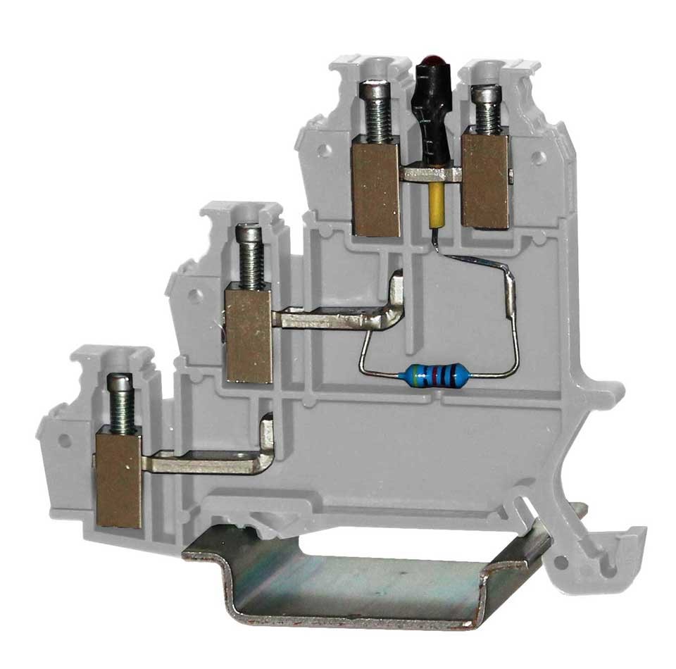 RS PRO Grey, 3-Level, Cage Clamp Termination