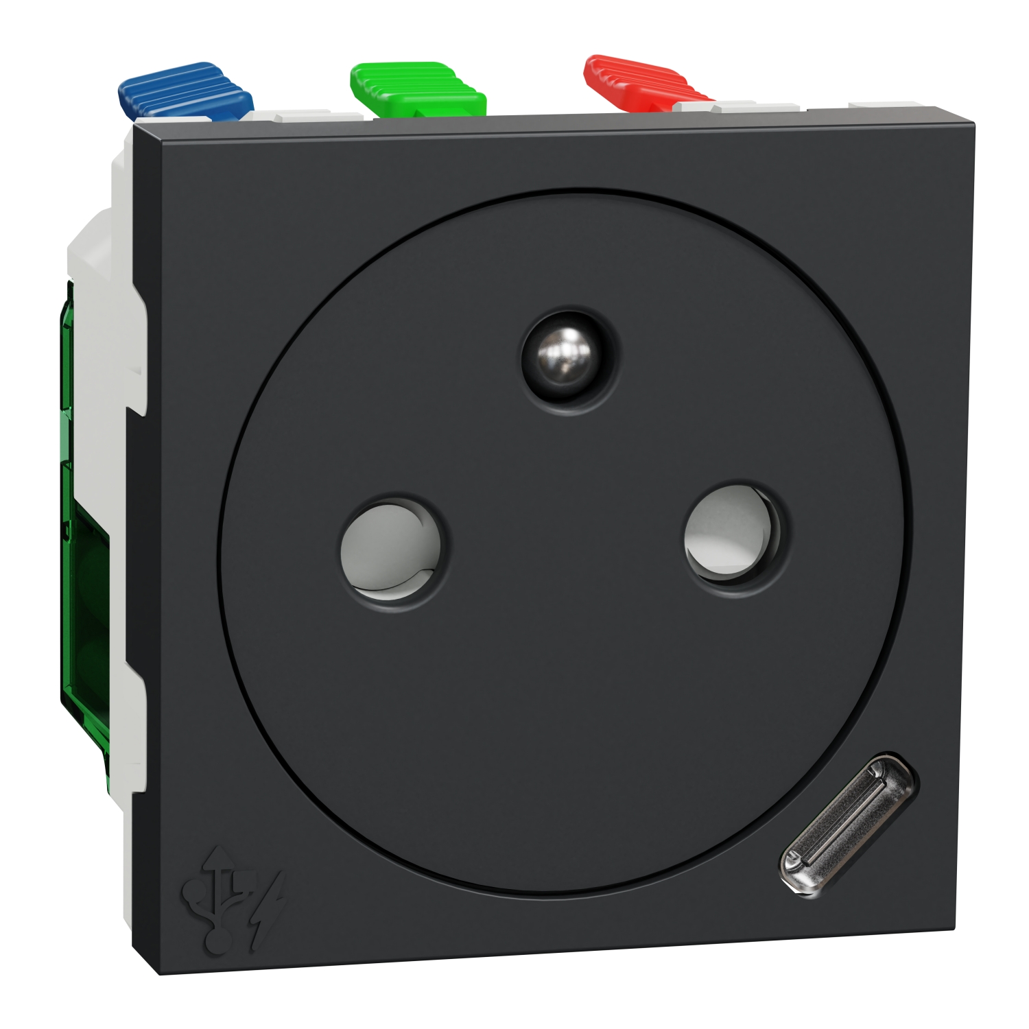 Schneider Electric Anthracite 2 Gang Plug Socket, 2 Poles, 10A