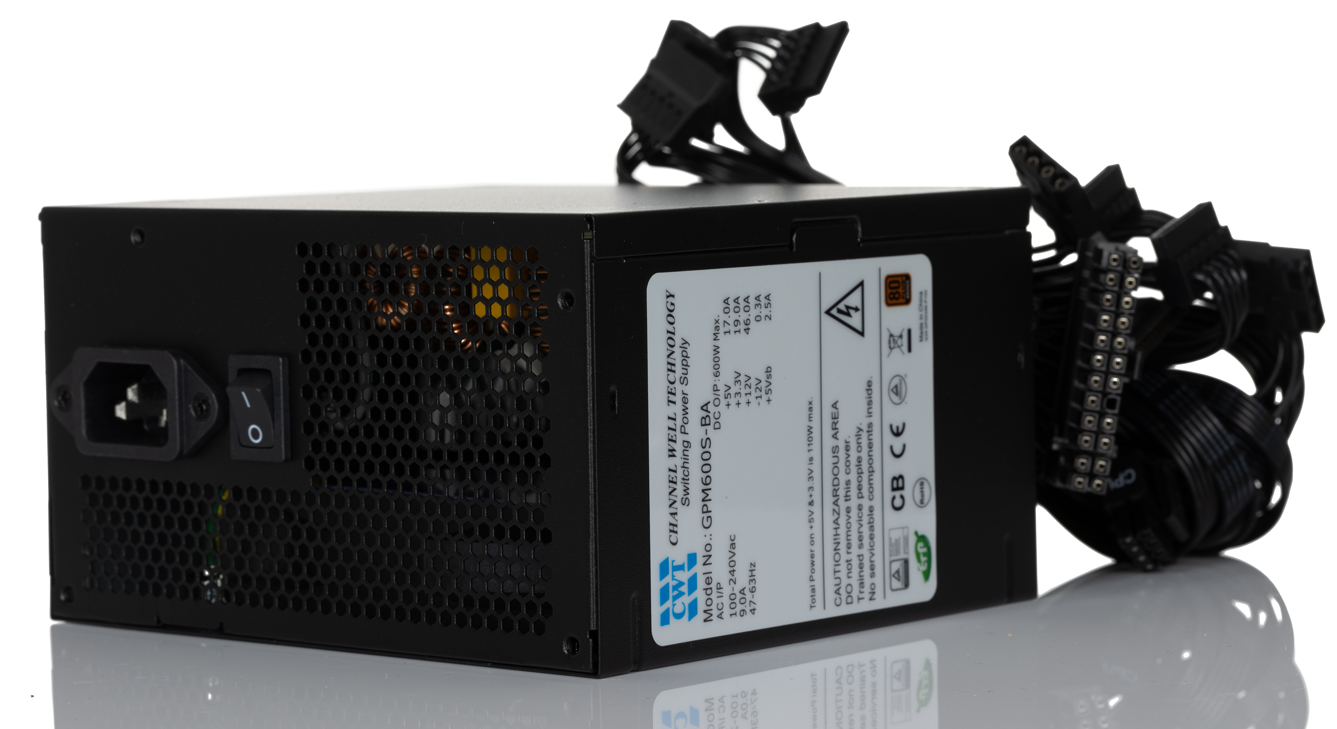 RS PRO 600W PC Power Supply, 100 → 240V ac Input, 3.3V, 5V, 5VSB, 12V, -12V Output
