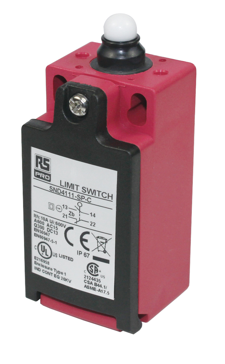 RS PRO Plunger Limit Switch, NO/NC, IP67, Glass Reinforced Plastic (GRP) Housing