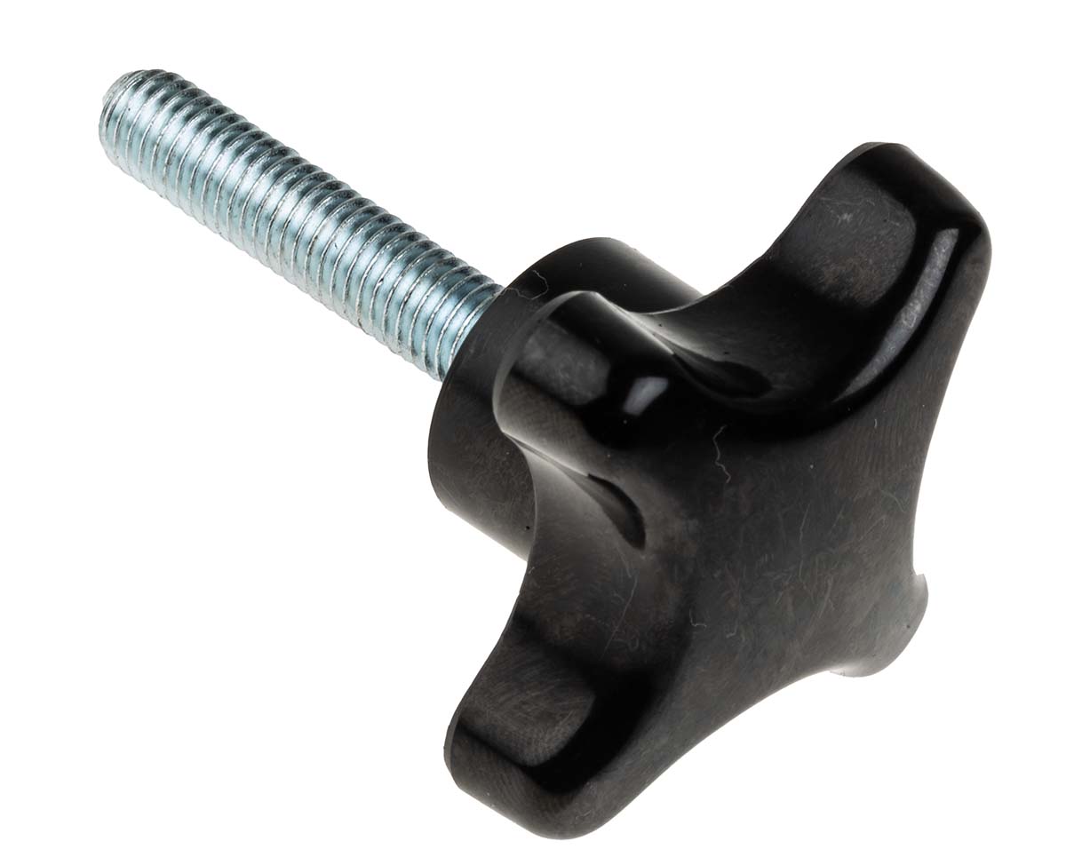 RS PRO Black 4-Arm Clamping Knob, M8, Threaded Stud