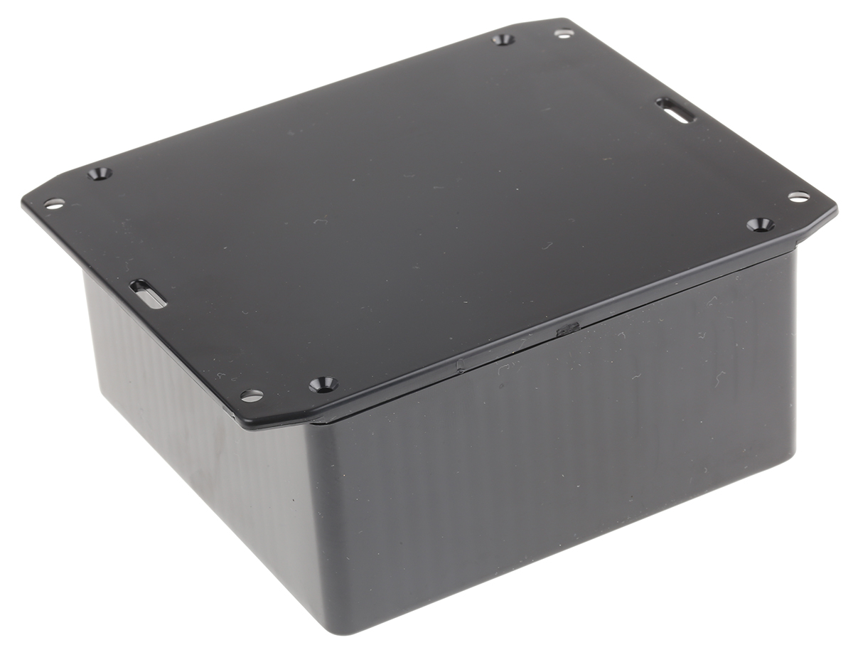 Hammond 1591 Series Black Flame Retardant ABS Enclosure, IP54, Flanged, Black Lid, 120 x 120 x 55mm
