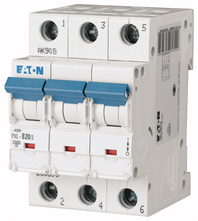 Eaton xPole PXL, S200 MCB, 3P, 20A Curve D, 400V AC, 48V DC, 10 kA Breaking Capacity