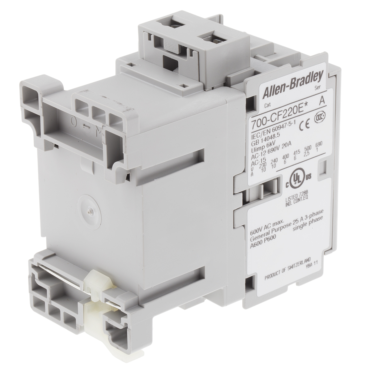 Allen Bradley 700 Series 700C Contactor, 24 V dc Coil, 4-Pole, 25 A, 2NO + 2NC, 690 V ac