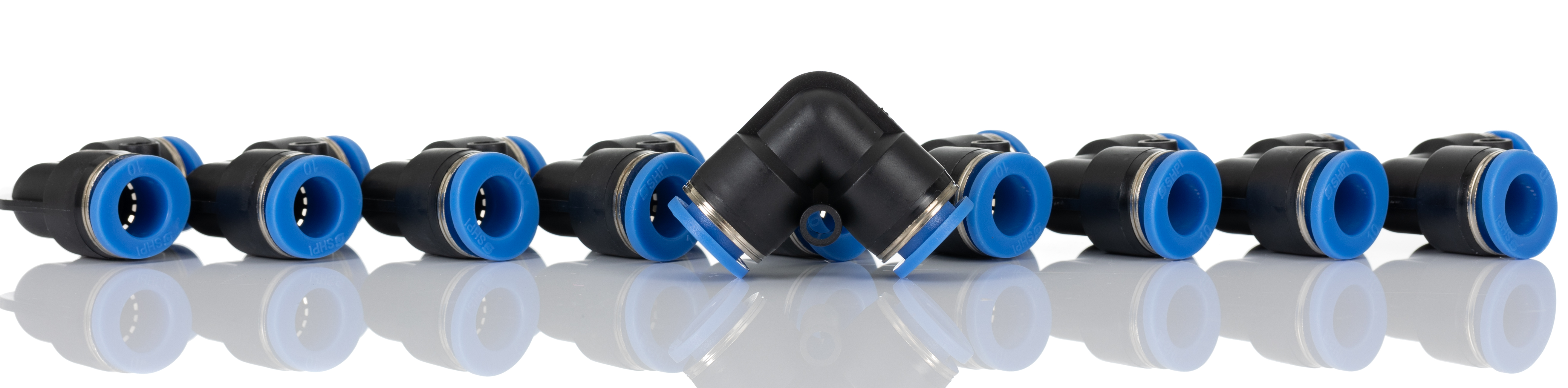 RS PRO Elbow Tube-toTube Adaptor, Push In 10 mm to Push In 10 mm, Tube-to-Tube Connection Style