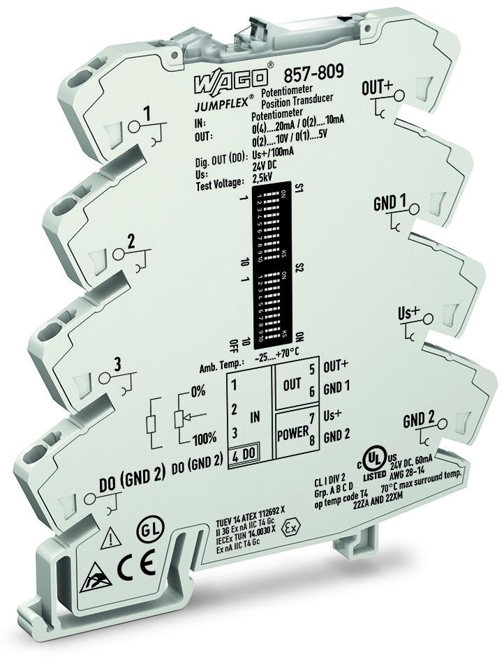 WAGO 857 Series Signal Conditioner, Temperature Input, Current, Voltage Output, 24V dc Supply