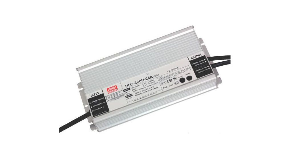 MEAN WELL LED Driver, 30.6 → 37.8V Output, 480W Output, 13.3A Output, Constant Current / Constant Voltage