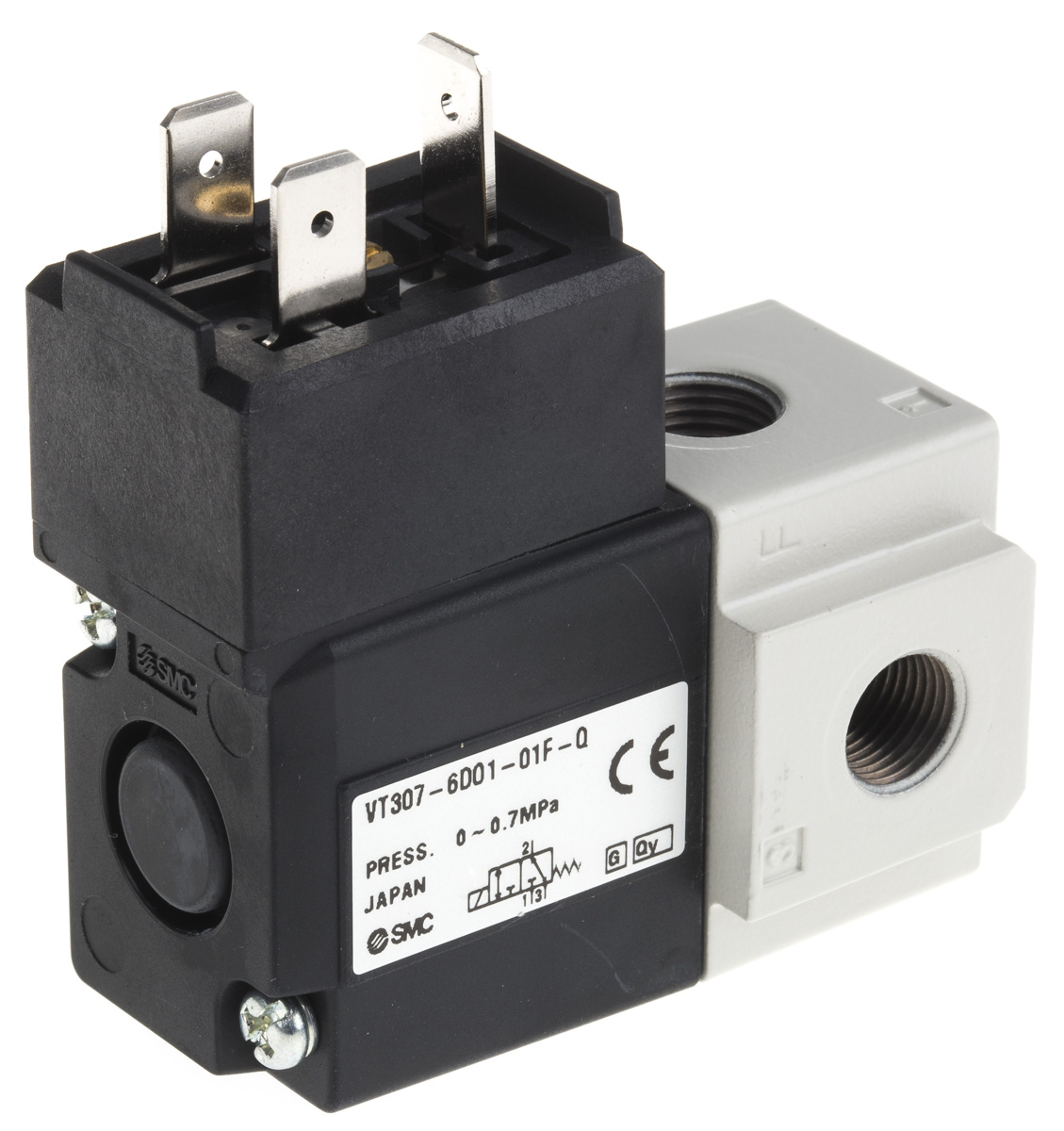 SMC 3/2 Pneumatic Solenoid Valve - Solenoid/Solenoid G 1/8 VT307 Series 12V dc