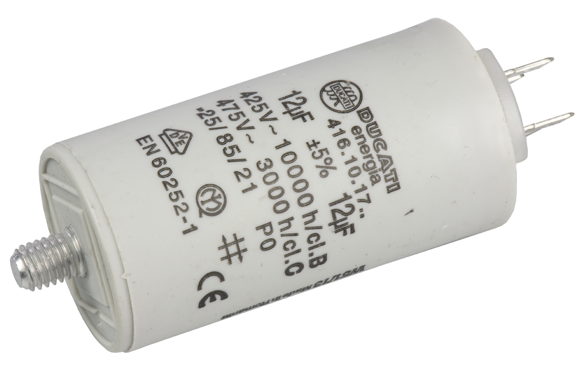 Ducati Energia 4.16.10 Polypropylene Film Capacitor, 450V ac, ±5%, 12μF, Stud Mount