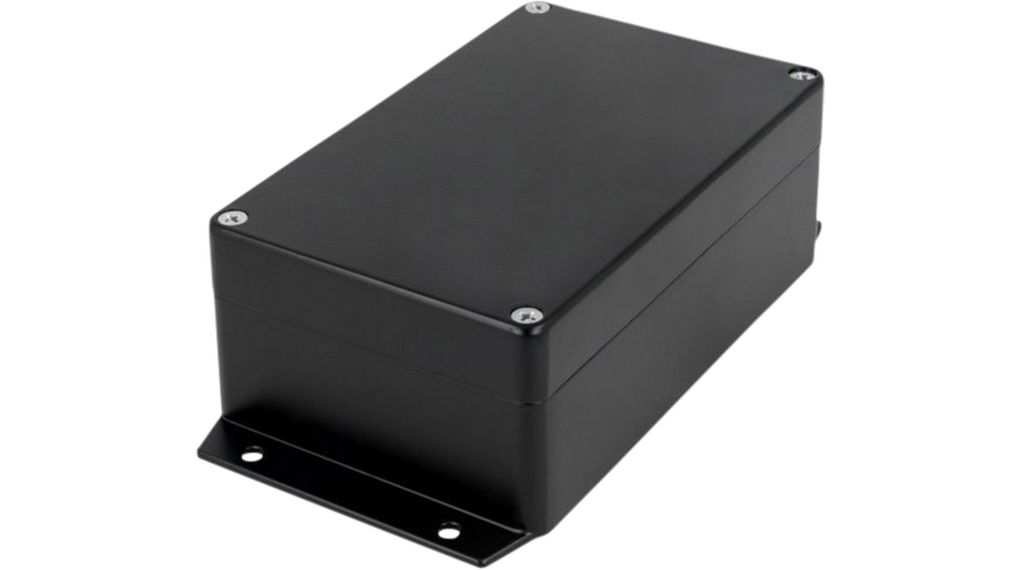 RND RND 455 Series Black Aluminium Alloy Enclosure, IP65, Flanged, Black Lid, 160 x 100 x 60mm