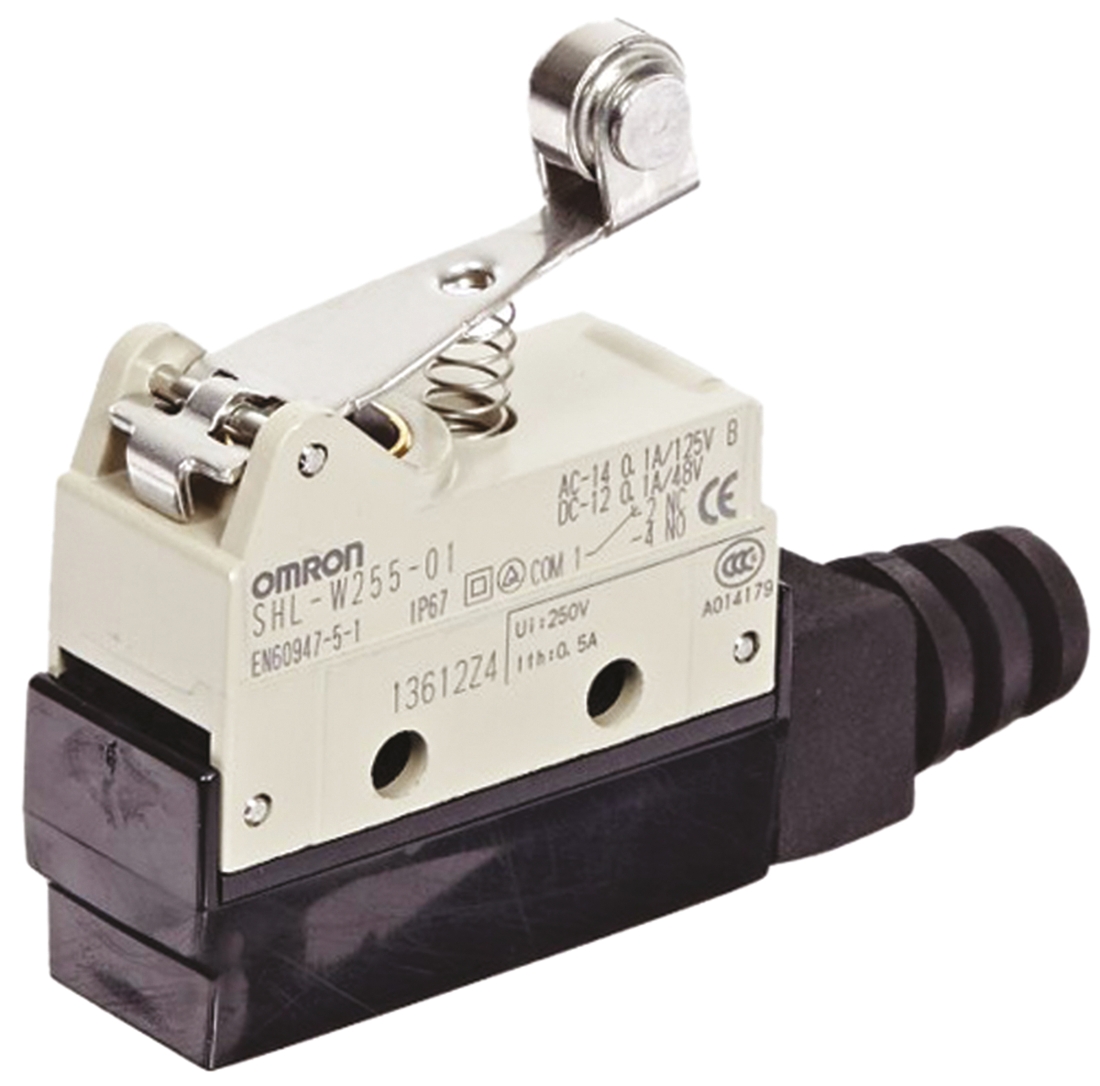 Omron SHL Series Roller Lever Limit Switch, NO/NC, IP67, SPDT, 480V ac Max, ac 2 A, dc 200mA Max