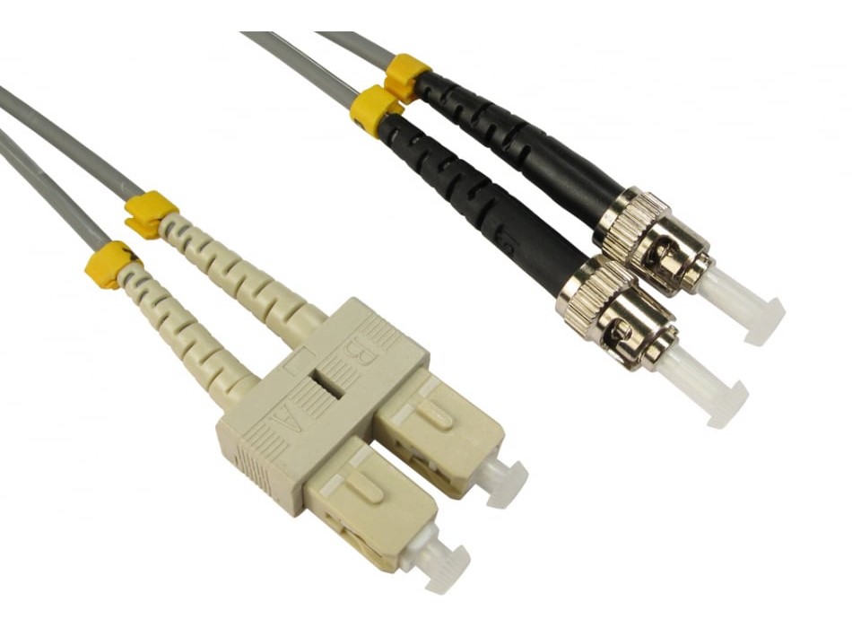 RS PRO ST to SC Duplex Multi Mode OM1 Fibre Optic Cable, 3mm, Grey, 500mm