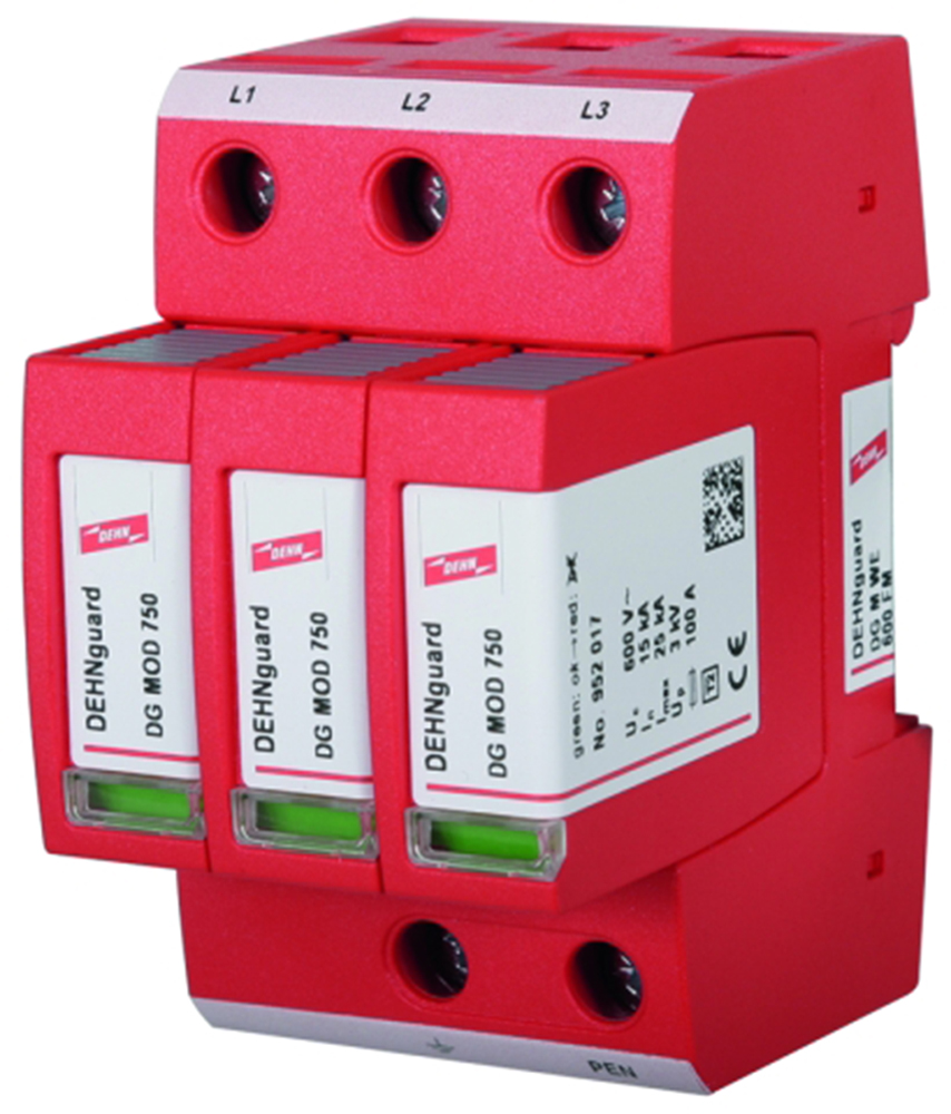 Dehn, DG Modular Surge Protector 600 V Maximum Voltage Rating 15kA Maximum Surge Current Type 2 Arrester