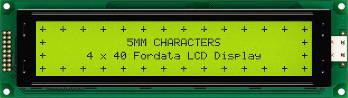 Fordata FC4004A00-FHYYBW-51SE FC Alphanumeric LCD Alphanumeric Display, Green, Yellow on Yellow-Green, 4 Rows by 40