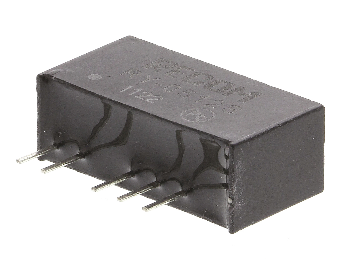 Recom RY DC-DC Converter, 12V dc/ 84mA Output, 4.75 → 5.25 V dc Input, 1W, Through Hole, +70°C Max Temp -40°C