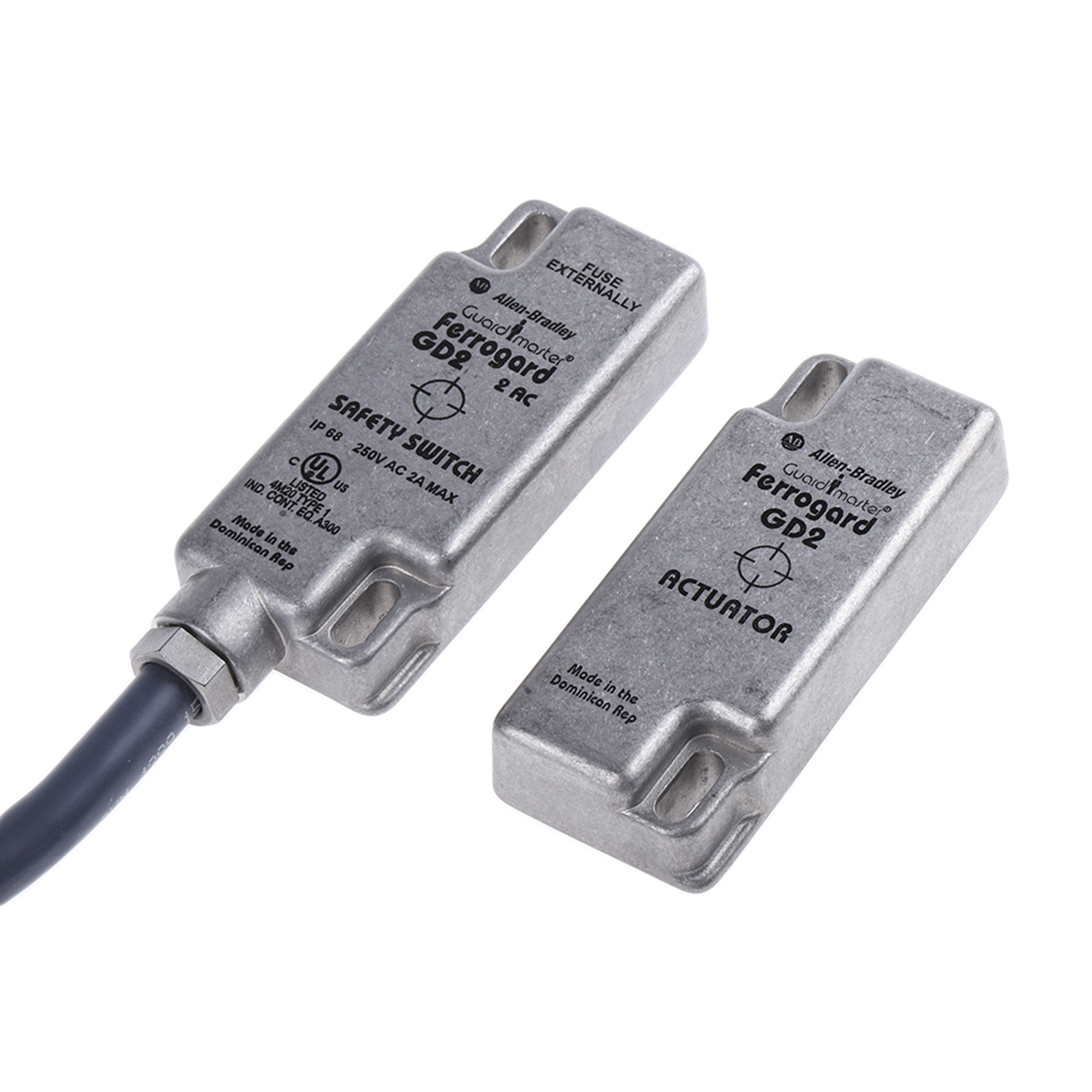 Allen Bradley Guardmaster 440N Series Magnetic Non-Contact Safety Switch, 250V ac, Stainless Steel Housing, NC, 3m Cable