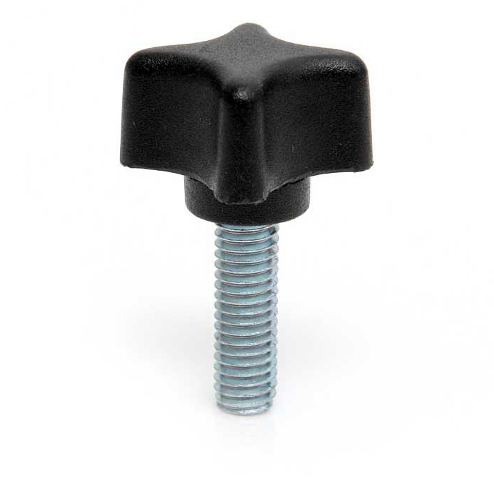 RS PRO Black Thermoplastic 4-Arm Clamping Knob, M5, Threaded Mount