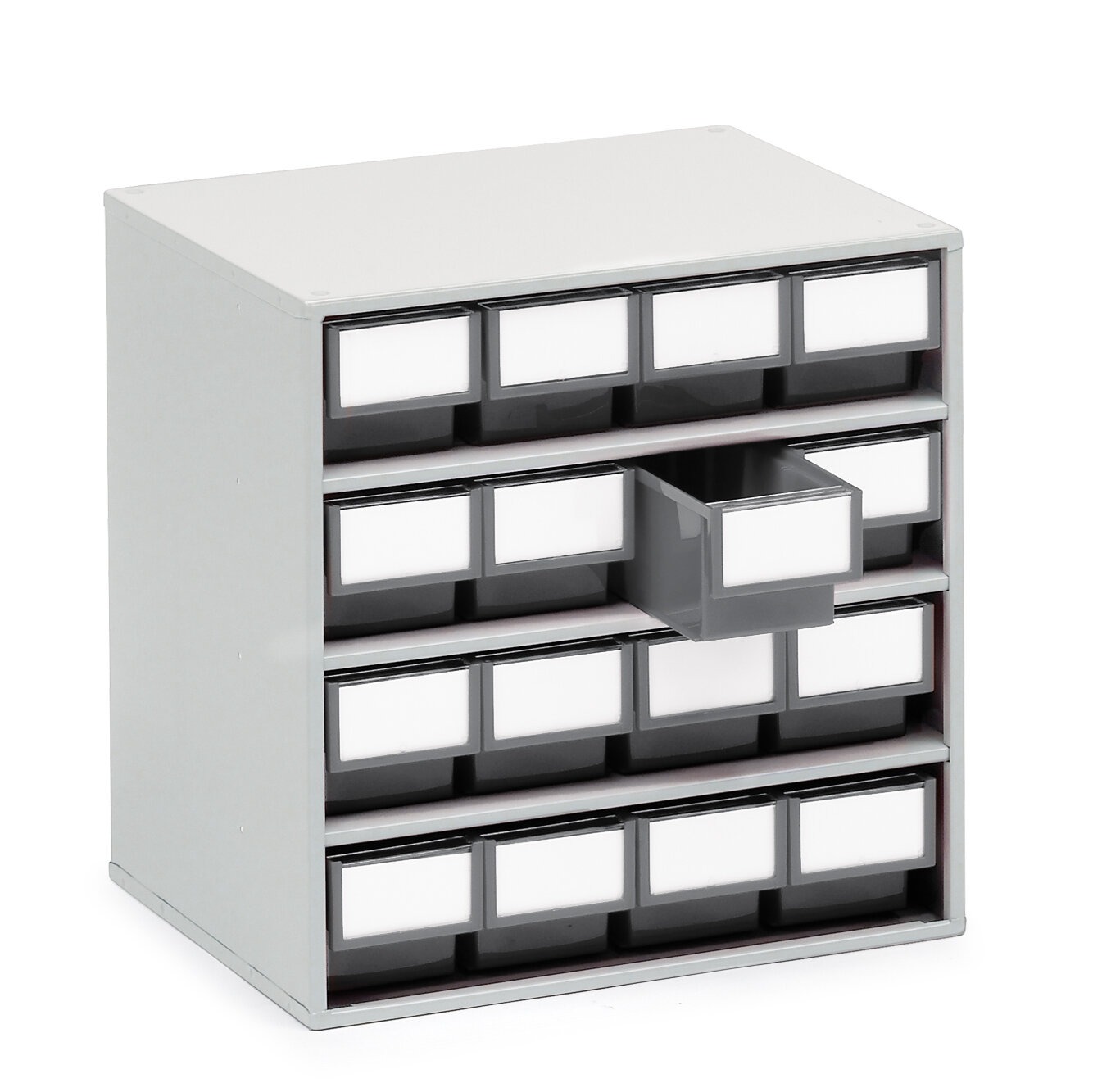 Treston 16 Drawer Storage Unit, Plastic, 395mm x 400mm x 300mm, Grey