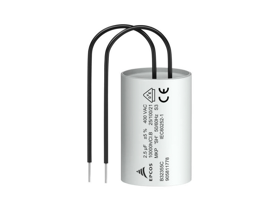 EPCOS B32355C Polypropylene Film Capacitor, 400V ac, ±5%, 2.5μF, Wire Leads