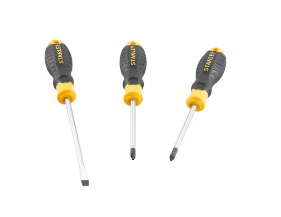 Stanley Flared, Parallel, Phillips Screwdriver Sets, 3-Piece