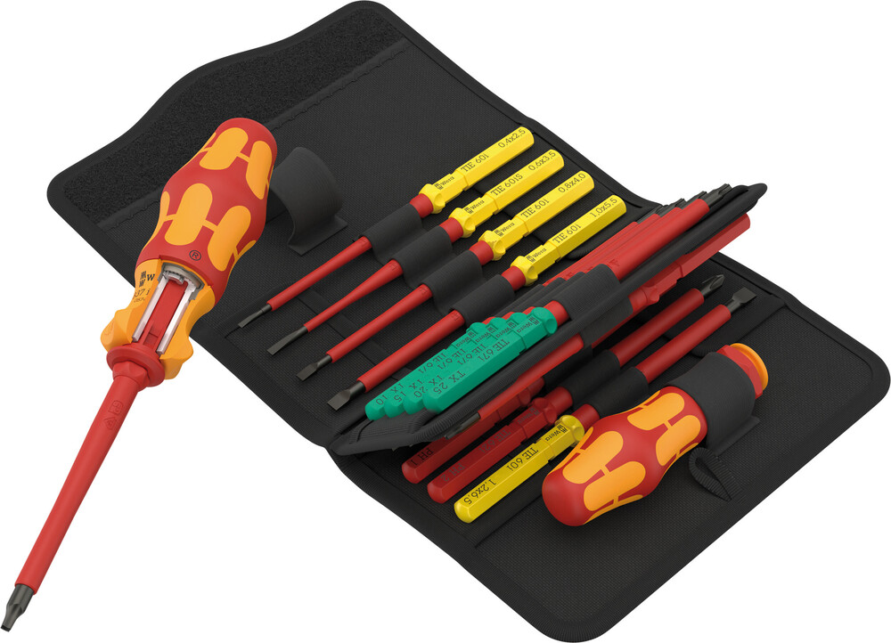 Wera Flat, Phillips, Pozidriv, Torx Bit Holder Screwdriver, 17-Piece