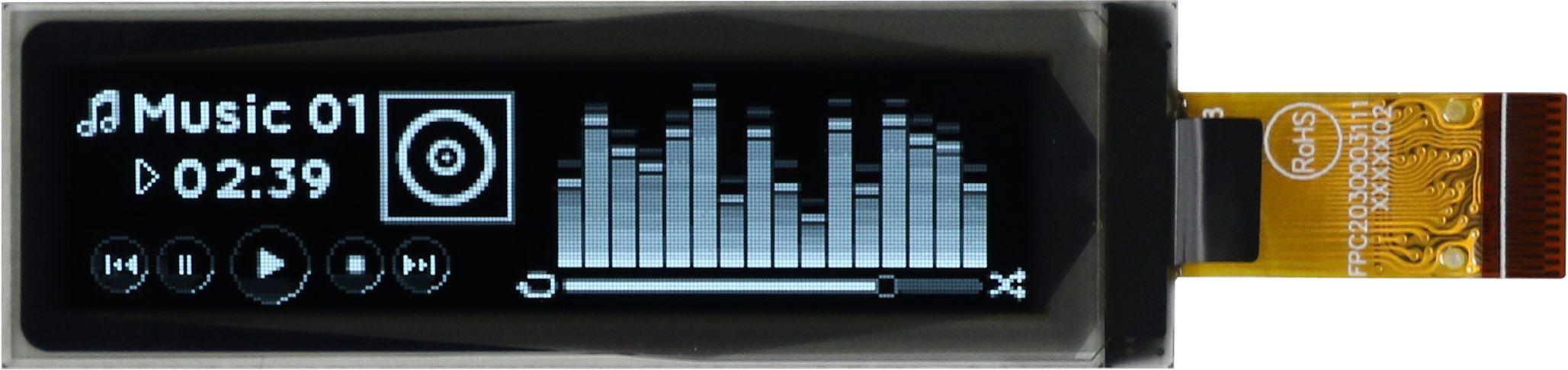 Midas 2.08in White Passive matrix OLED Display 256 x 64pixels COT I2C, Parallel, SPI Interface
