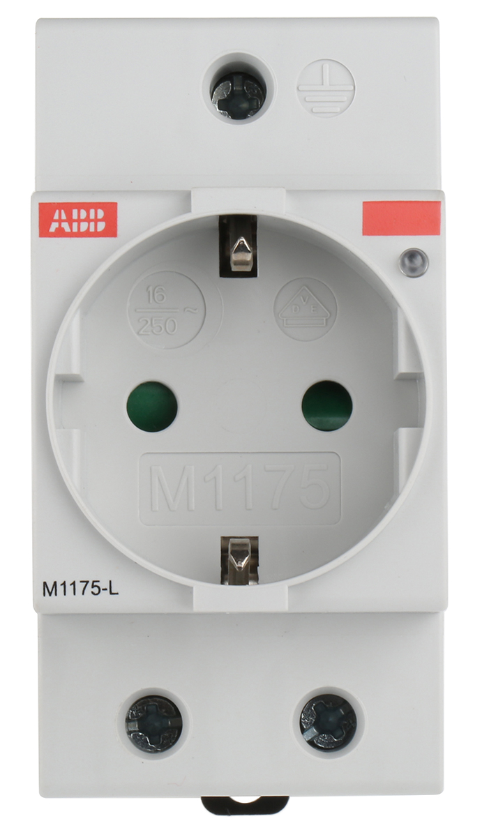 ABB M1175 White 1 Gang Plug Socket, 16A, Type F - German Schuko, Indoor Use