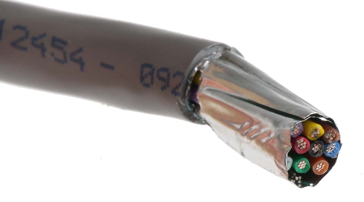 Alpha Wire Alpha Essentials Communication & Control Control Cable, 10 Cores, 0.35 mm² 22 AWG, Screened, 30 m, Grey
