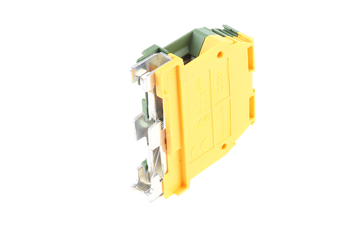 Entrelec SNA Series Green/Yellow Earth Terminal Block, 16mm², Single-Level, Screw Termination