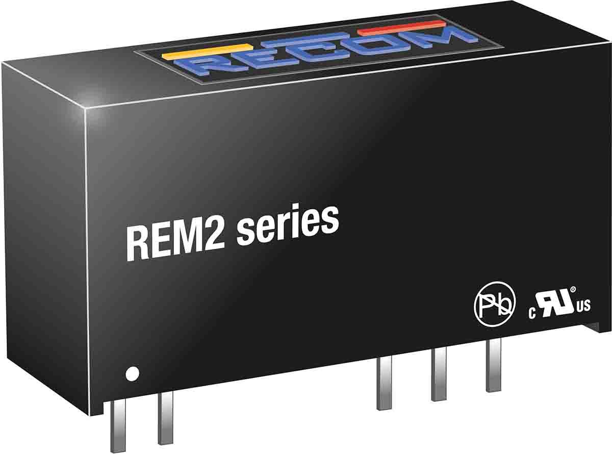 Recom REM2 DC-DC Converter, ±5V dc/ ±200mA Output, 4.5 → 5.5 V dc Input, 2W, Through Hole, +95°C Max Temp -40°C