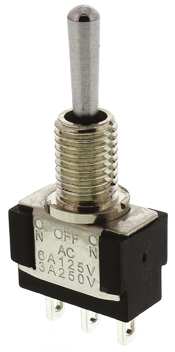 KNITTER-SWITCH Toggle Switch, Panel Mount, On-Off-On, SPDT, Solder Terminal, 250V ac