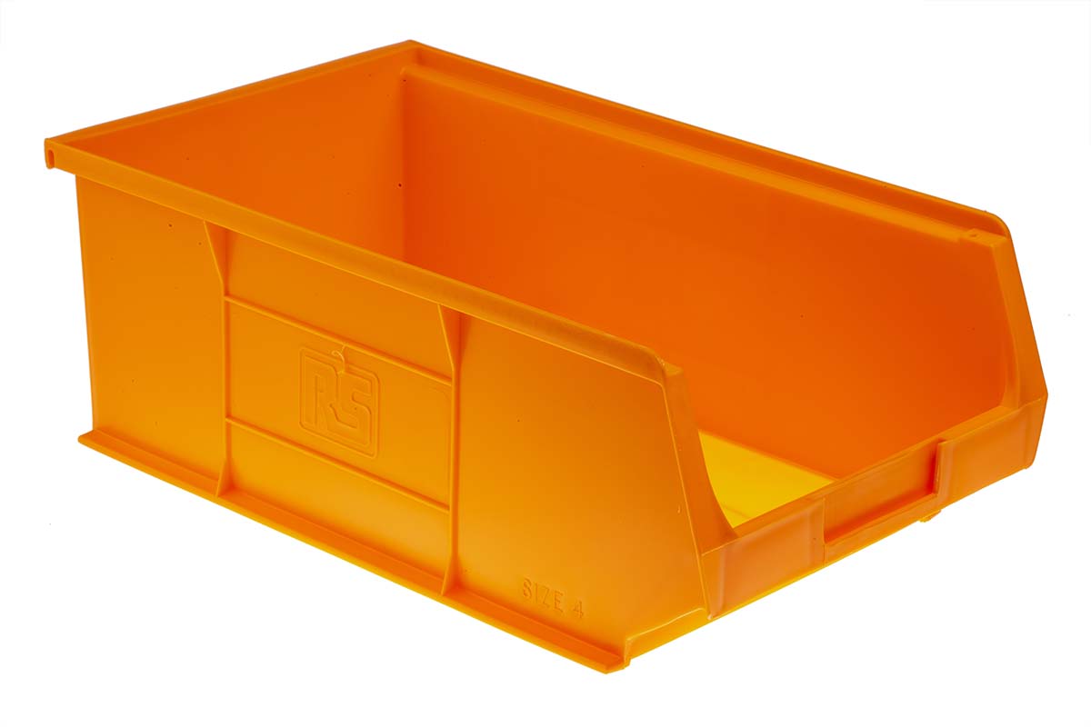 RS PRO PP Storage Bin, 350mm x 205mm x 130mm, Orange