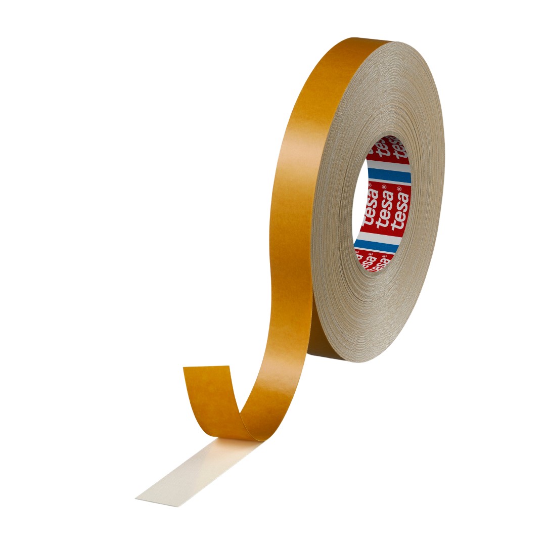 Tesa 04964-00030-00 White Double Sided Cloth Tape, 0.390mm Thick, 7,6 N/cm, Cloth Backing, 25mm x 50m