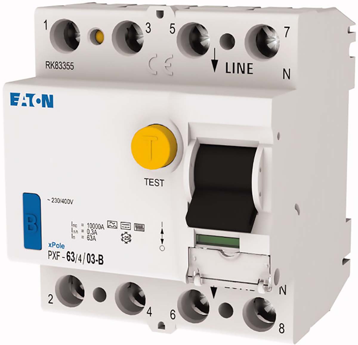 Eaton RCCB, 63A, 4 Pole, 300mA, 230 V ac, 400 V ac
