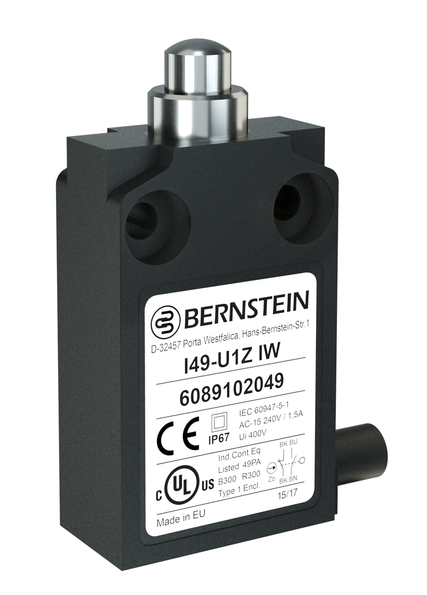 Bernstein AG I49 Series Plunger Limit Switch, NO/NC, IP67, SPST, Plastic Housing