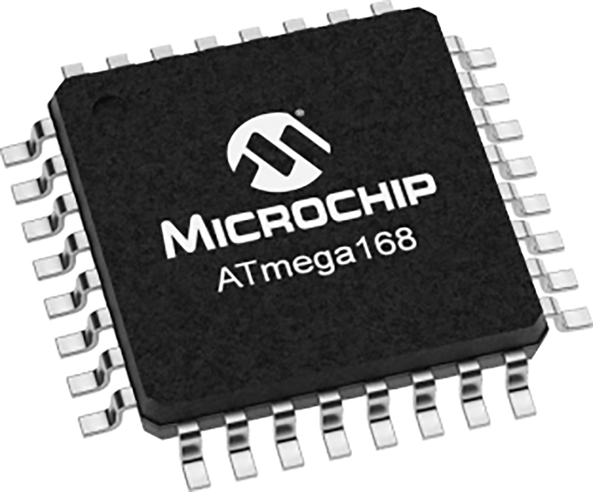 Microchip, 8 bit AVR, ATMEGA168 Microcontroller, 20 MHz, 16kB FLASH, 32-Pin TQFP