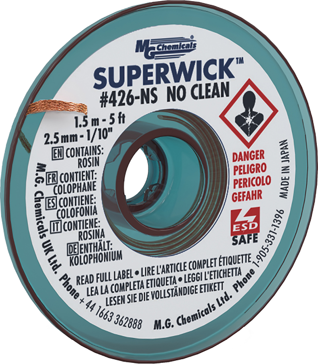 Super Wick SUPERWICK 426-NS 1.5m No Clean Desoldering Braid, Width 2.5mm