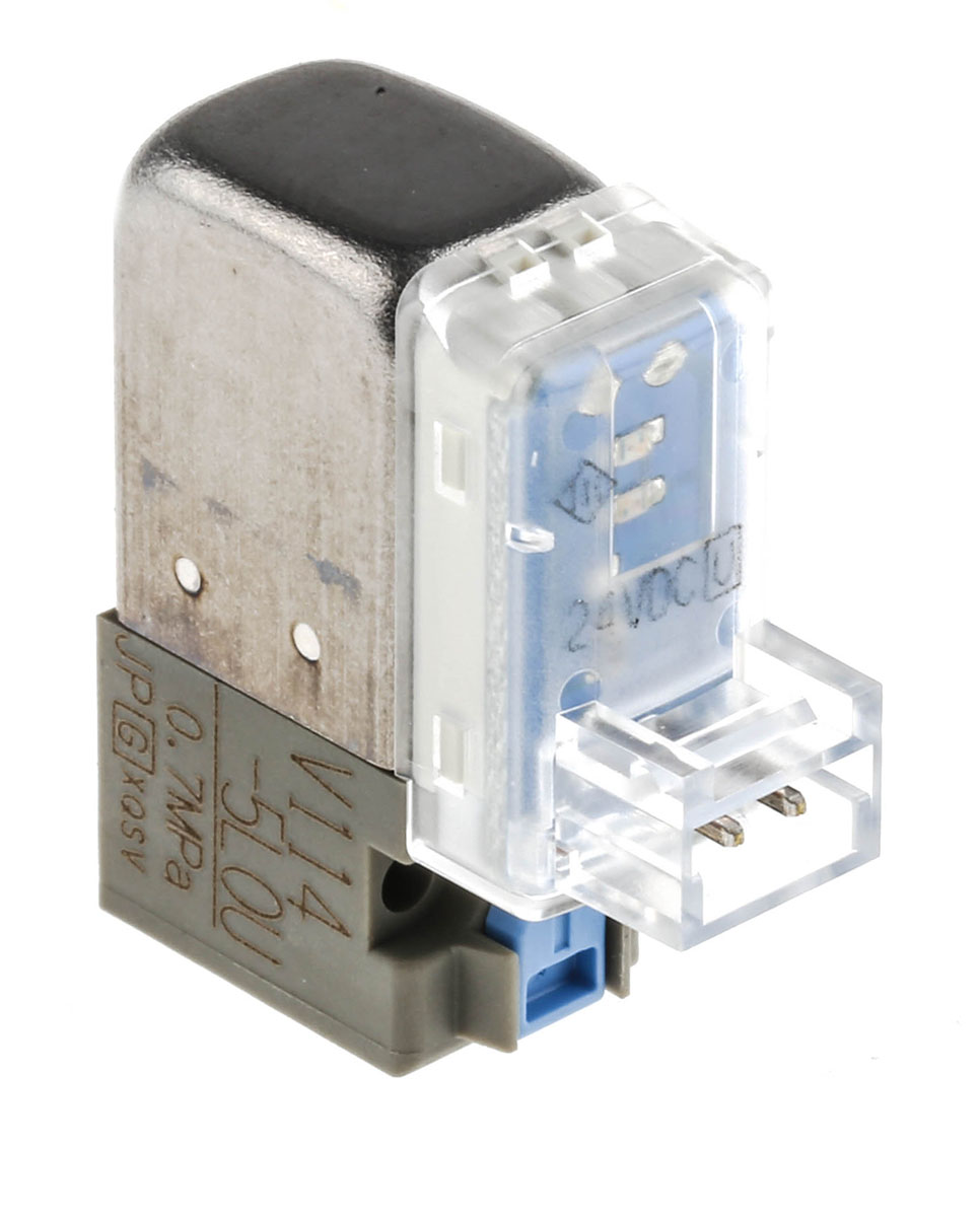 SMC 3/2 Pneumatic Solenoid Valve - Spring/Solenoid M5 x 0.8 V100 Series 24V dc
