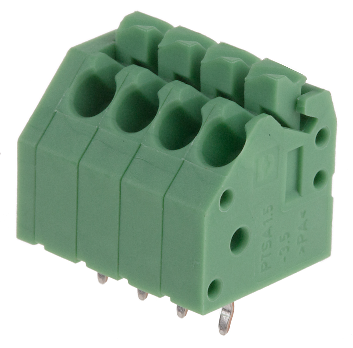 Phoenix Contact PTSA 1.5/ 4-3.5-F Series PCB Terminal Block, 3.5mm Pitch, Through Hole Mount, 1-Row, Solder Termination