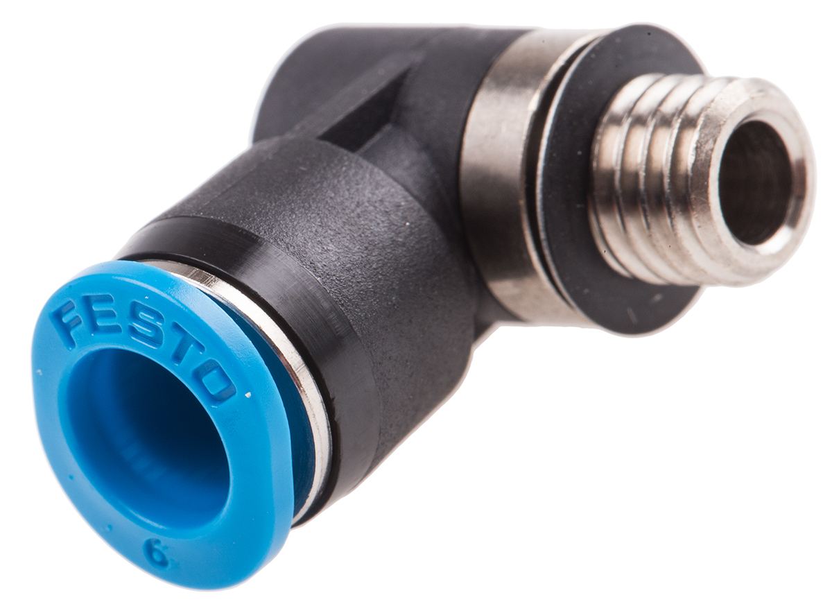 Festo QS Series Elbow Threaded Adaptor, M7 Male to Push In 6 mm, Threaded-to-Tube Connection Style, 130833