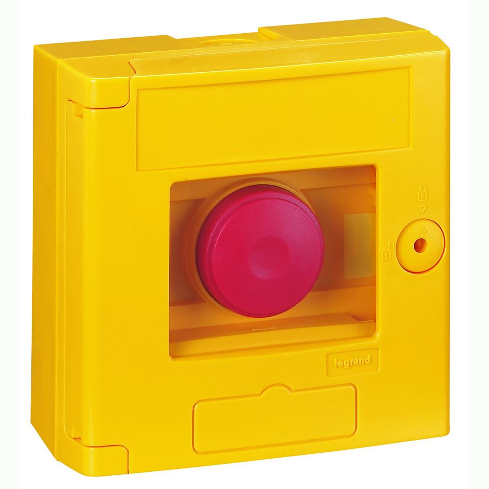 Legrand Yellow Emergency exit unlocking box, Break Glass Operated