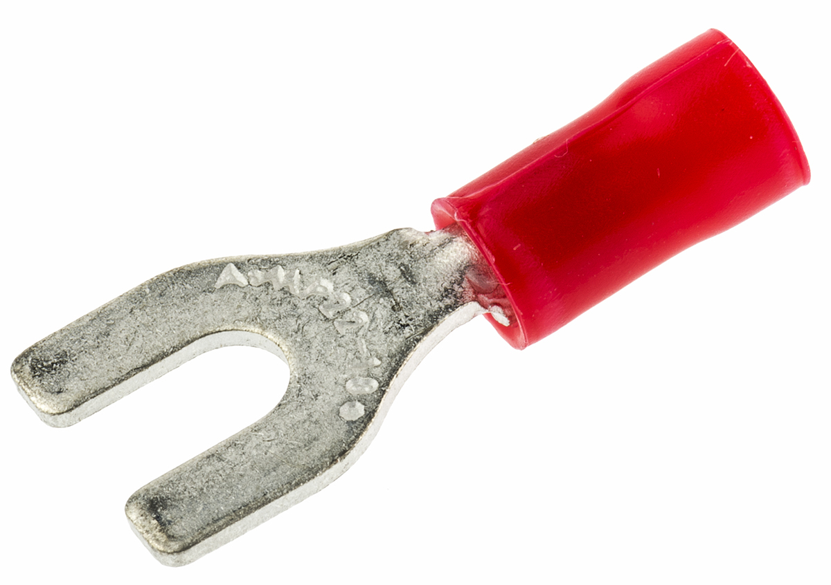 TE Connectivity PLASTI-GRIP Insulated Crimp Spade Connector, 0.26mm² to 1.65mm², 22AWG to 16AWG, M3.5 Stud Size PVC, Red