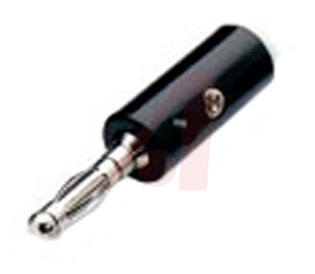 Mueller Electric Black Male Banana Plug, 4 mm Connector, Screw Termination, 15A, Nickel Plating