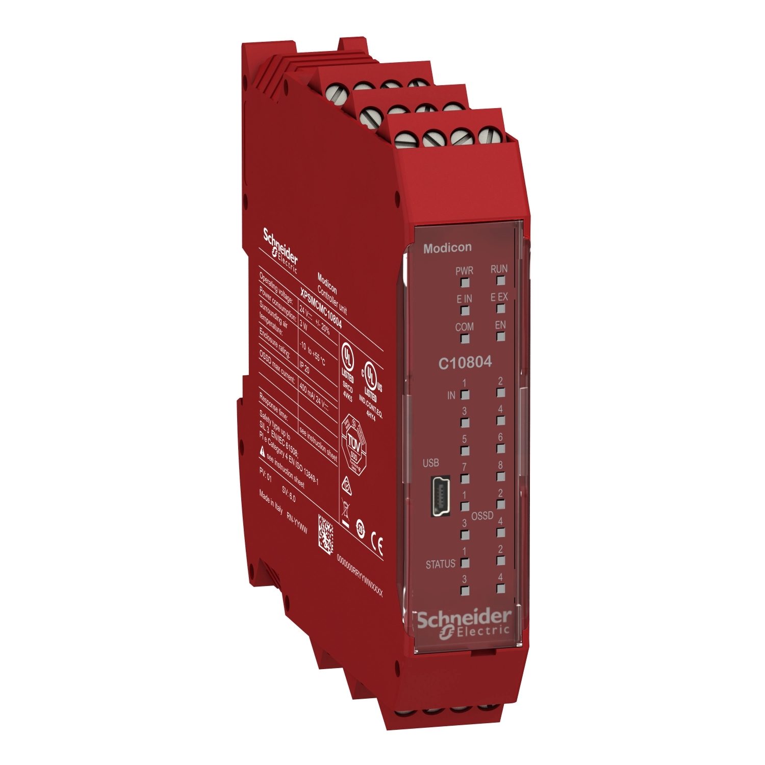 Schneider Electric XPSMCM Series Controller for Use with Expansion Modules, 24 V dc Supply, PNP Output, 8-Input, PNP,
