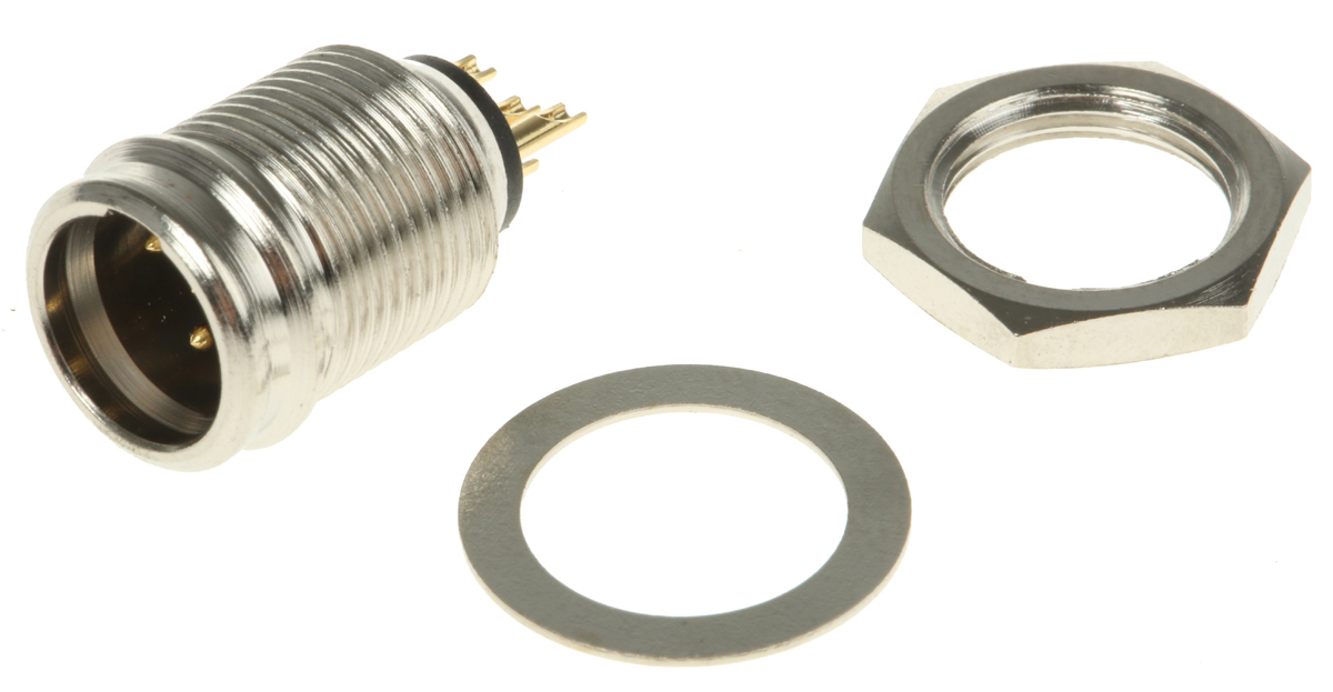 REAN Products Chassis Mount Miniature Connector, Male, 4 Way, Gold Plating